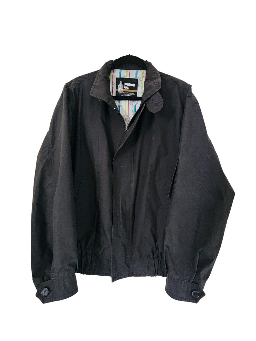 Vintage Black London Fog Men's Full-Zip Lined Jacket (M)